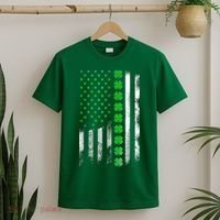 Irish American Flag Shamrock Clover Happy St Patrick's Day T-Shirt thumb 2