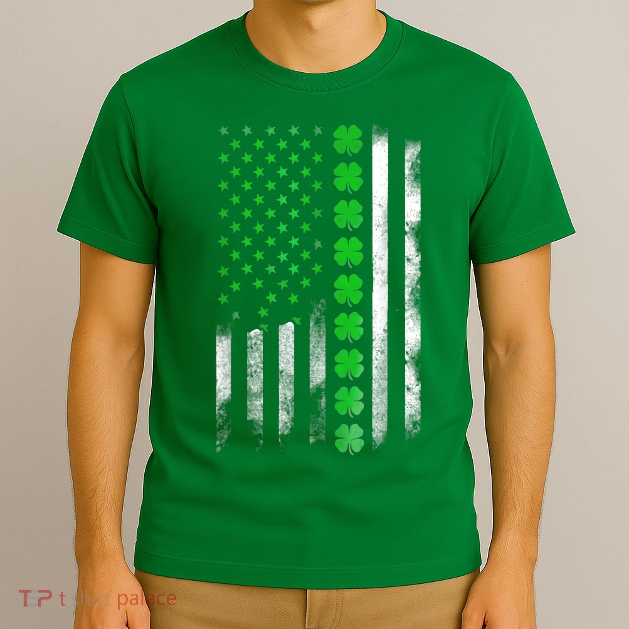 Irish American Flag Shamrock Clover Happy St Patrick's Day T-Shirt