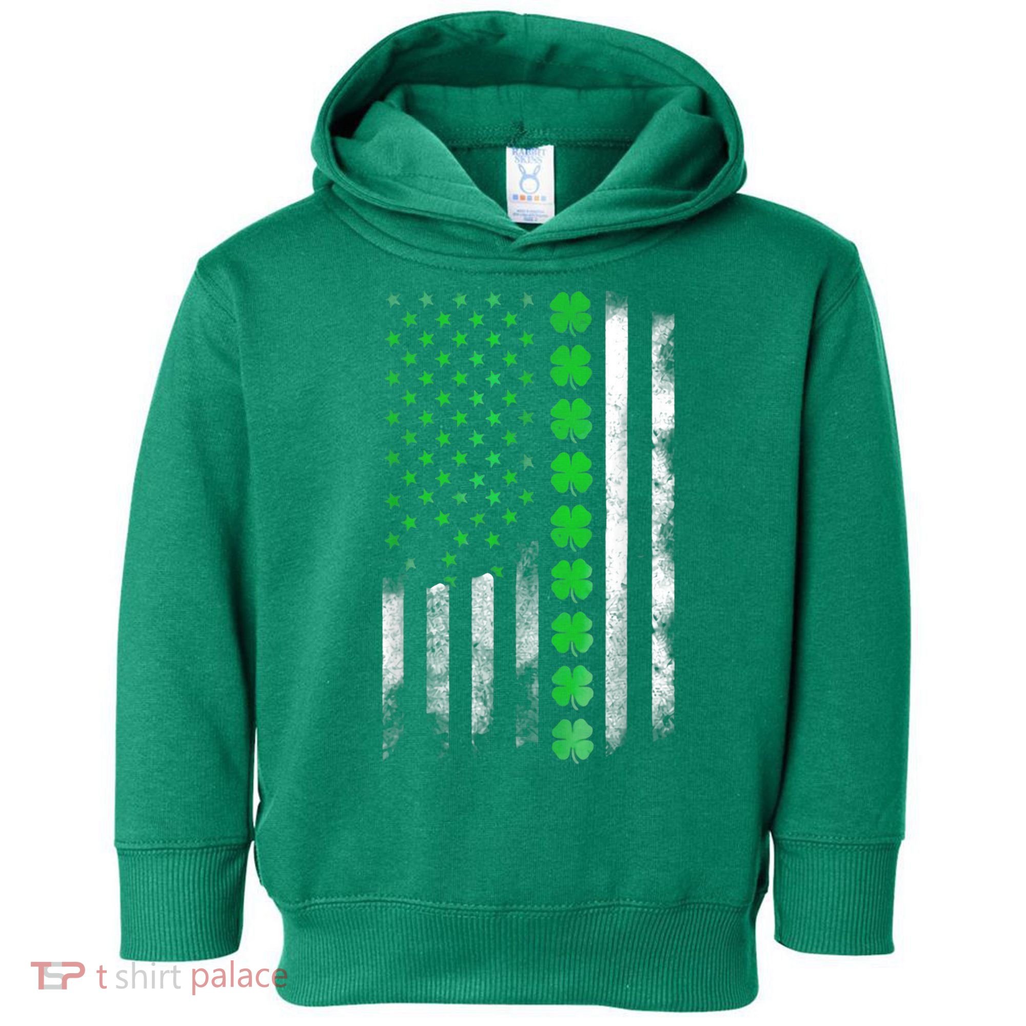 Irish American Flag Shamrock Clover Happy St Patrick's Day Toddler Hoodie