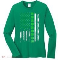 Irish American Flag Shamrock Clover Happy St Patrick's Day Women's Long Sleeve Shirt thumb 0