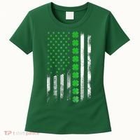 Irish American Flag Shamrock Clover Happy St Patrick's Day Women's T-Shirt thumb 0