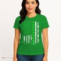 Irish American Flag Shamrock Clover Happy St Patrick's Day Women's T-Shirt thumb 4