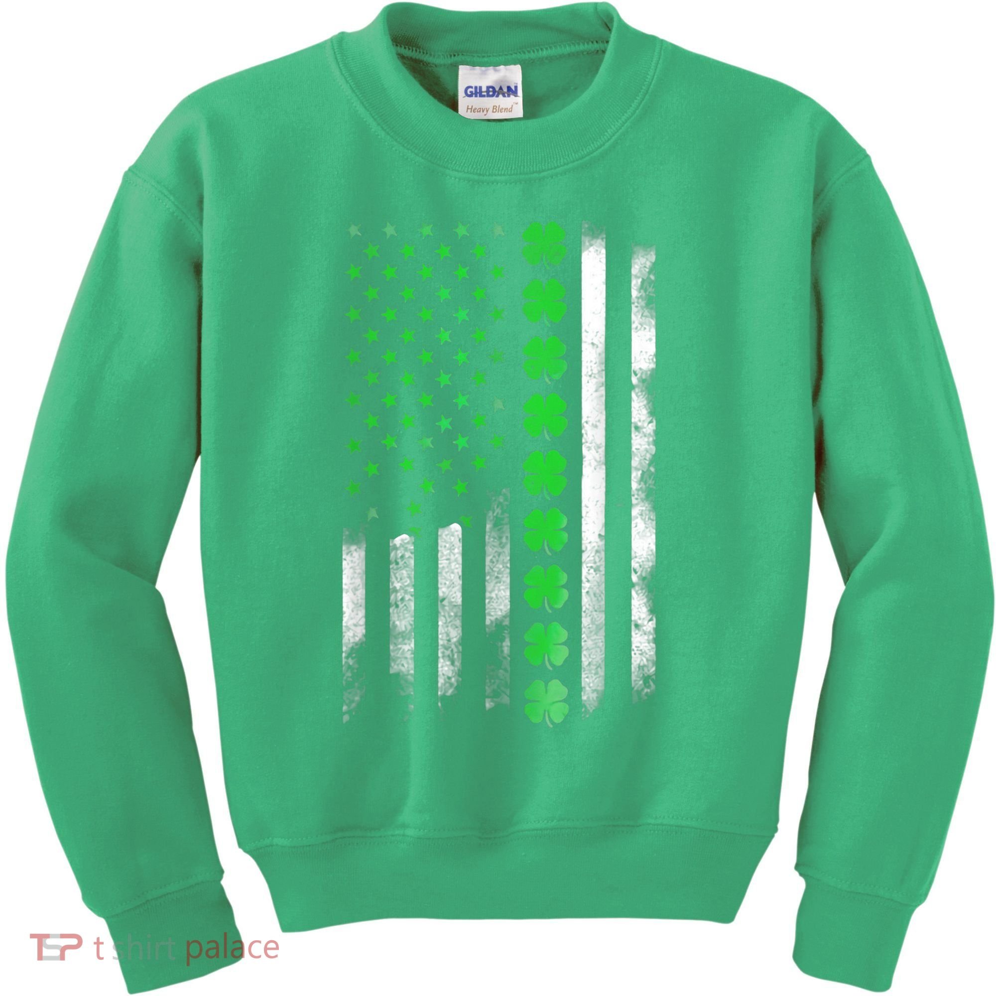 Irish American Flag Shamrock Clover Happy St Patrick's Day Kids Sweatshirt