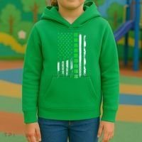 Irish American Flag Shamrock Clover Happy St Patrick's Day Kids Hoodie thumb 3