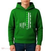 Irish American Flag Shamrock Clover Happy St Patrick's Day Kids Hoodie thumb 4