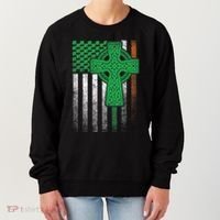 Irish American Flag Ireland Flag St Patricks Day Gift Cross Women's Sweatshirt thumb 0