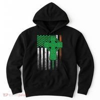 Irish American Flag Ireland Flag St Patricks Day Gift Cross Hoodie thumb 0
