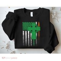 Irish American Flag Ireland Flag St Patricks Day Gift Cross Sweatshirt thumb 2