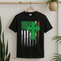 Irish American Flag Ireland Flag St Patricks Day Gift Cross T-Shirt thumb 2