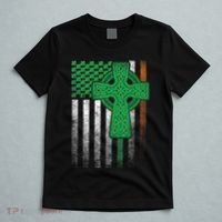 Irish American Flag Ireland Flag St Patricks Day Gift Cross T-Shirt thumb 5