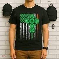 Irish American Flag Ireland Flag St Patricks Day Gift Cross T-Shirt thumb 6