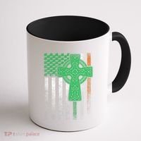 Irish American Flag Ireland Flag St Patricks Day Gift Cross Coffee Mug thumb 1