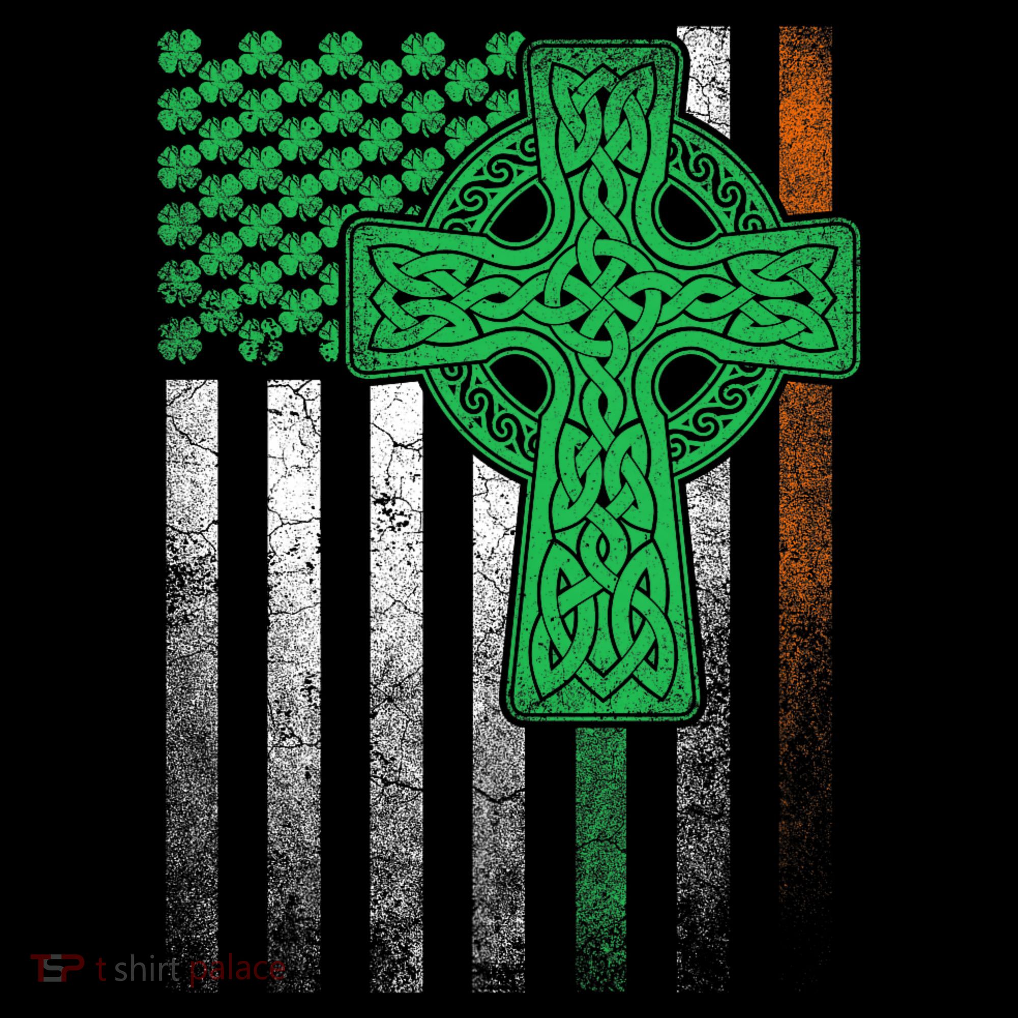 Irish American Flag Ireland Flag St Patricks Day Gift Cross Coffee Mug