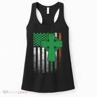 Irish American Flag Ireland Flag St Patricks Day Gift Cross Women's Tank Top thumb 0
