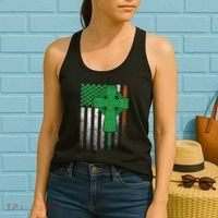 Irish American Flag Ireland Flag St Patricks Day Gift Cross Women's Tank Top thumb 2