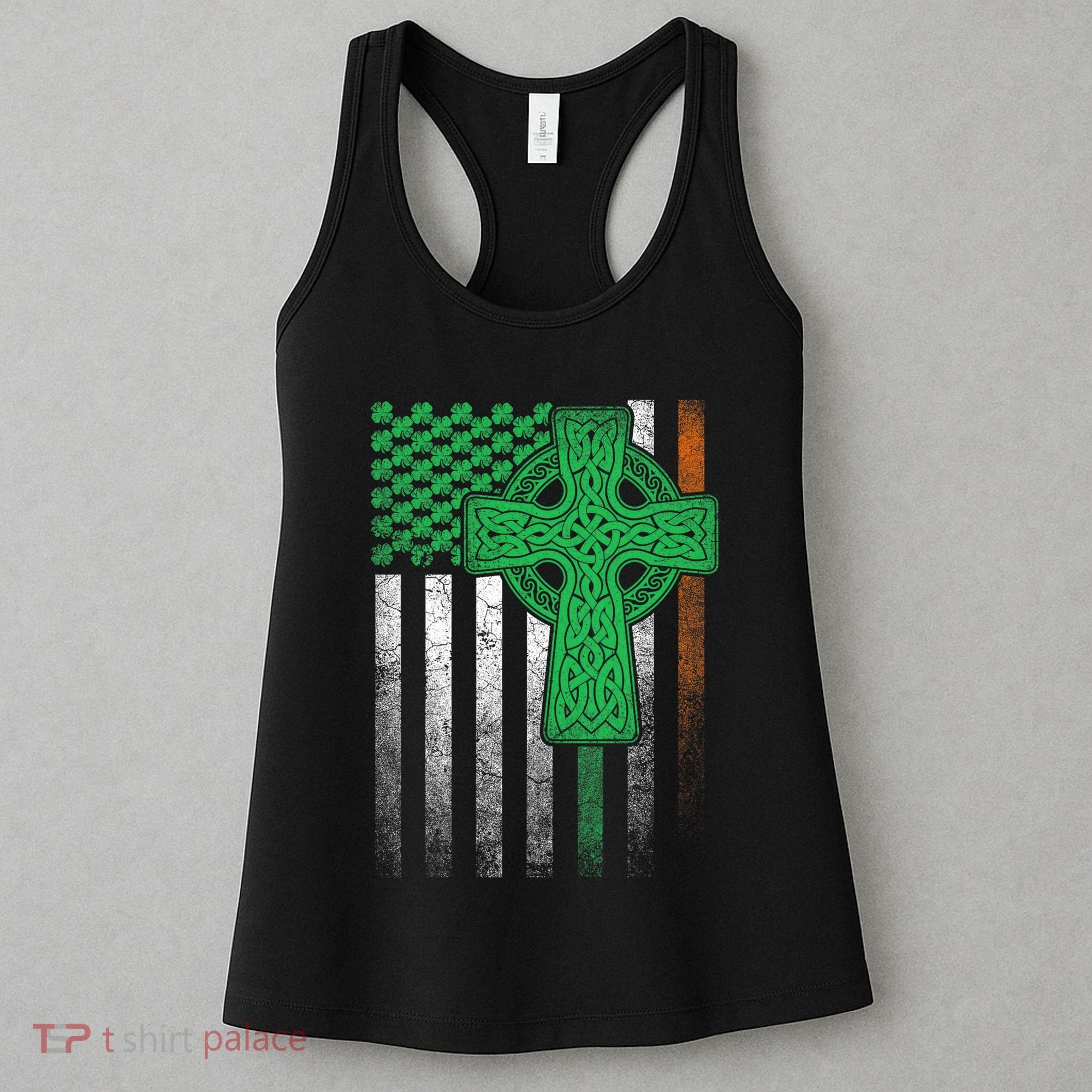 Irish American Flag Ireland Flag St Patricks Day Gift Cross Women's Tank Top