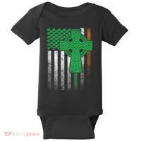 Irish American Flag Ireland Flag St Patricks Day Gift Cross Baby Bodysuit thumb 0