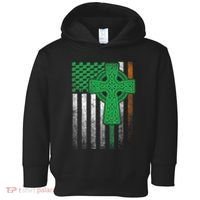 Irish American Flag Ireland Flag St Patricks Day Gift Cross Toddler Hoodie thumb 0