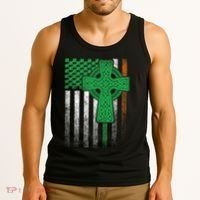 Irish American Flag Ireland Flag St Patricks Day Gift Cross Tank Top thumb 3