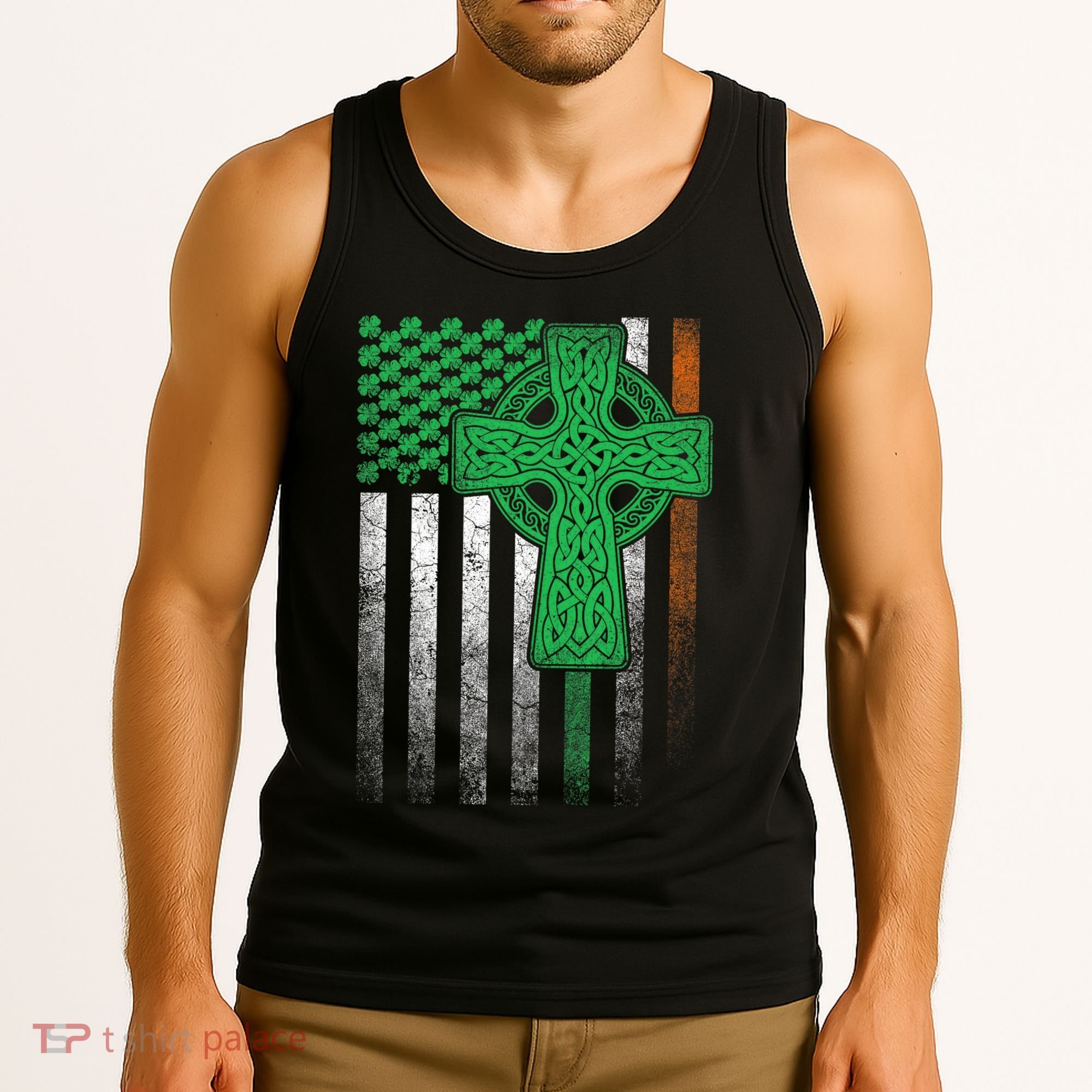 Irish American Flag Ireland Flag St Patricks Day Gift Cross Tank Top