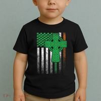 Irish American Flag Ireland Flag St Patricks Day Gift Cross Toddler T-Shirt thumb 2