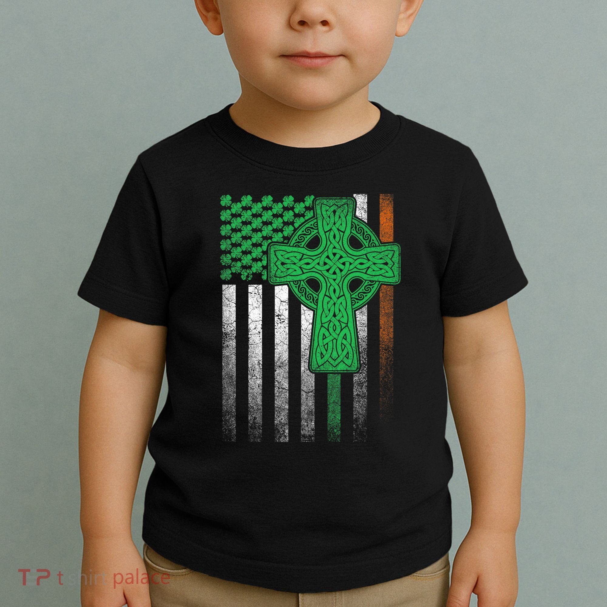 Irish American Flag Ireland Flag St Patricks Day Gift Cross Toddler T-Shirt
