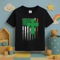Irish American Flag Ireland Flag St Patricks Day Gift Cross Toddler T-Shirt thumb 3