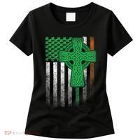 Irish American Flag Ireland Flag St Patricks Day Gift Cross Women's T-Shirt thumb 0