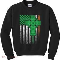Irish American Flag Ireland Flag St Patricks Day Gift Cross Kids Sweatshirt thumb 0