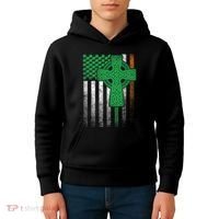 Irish American Flag Ireland Flag St Patricks Day Gift Cross Kids Hoodie thumb 4