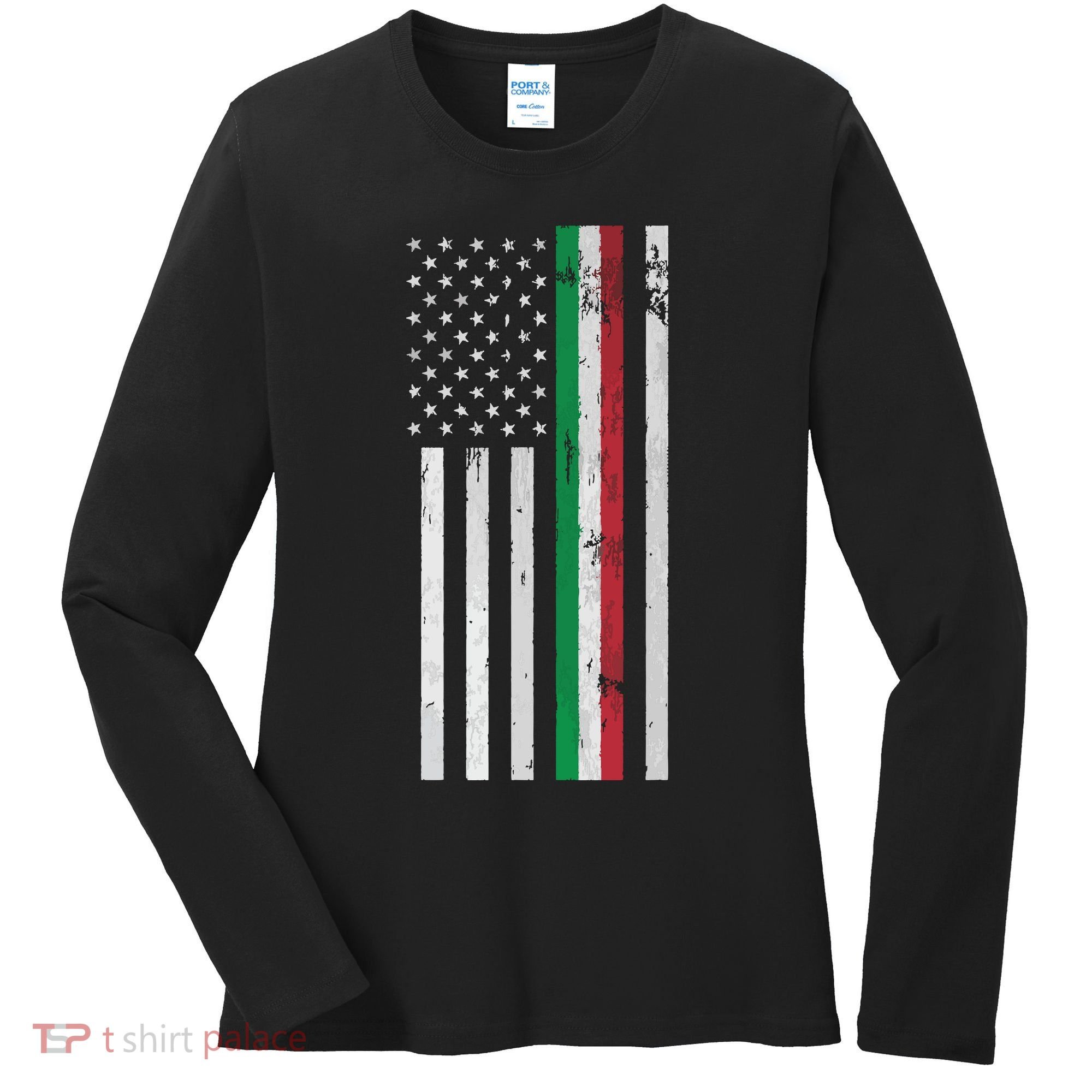 Italian American Flag Italian American Pride Women's Long Sleeve Shirt