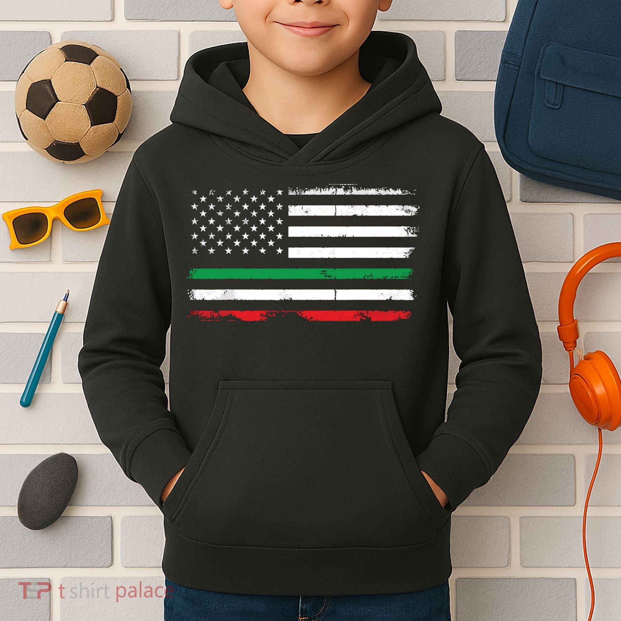 Italian American Flag Italy Flag Kids Hoodie