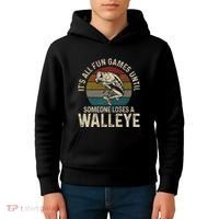 ItS All Fun And Games Until Someone Loses A Walleye Fishing Kids Hoodie thumb 4