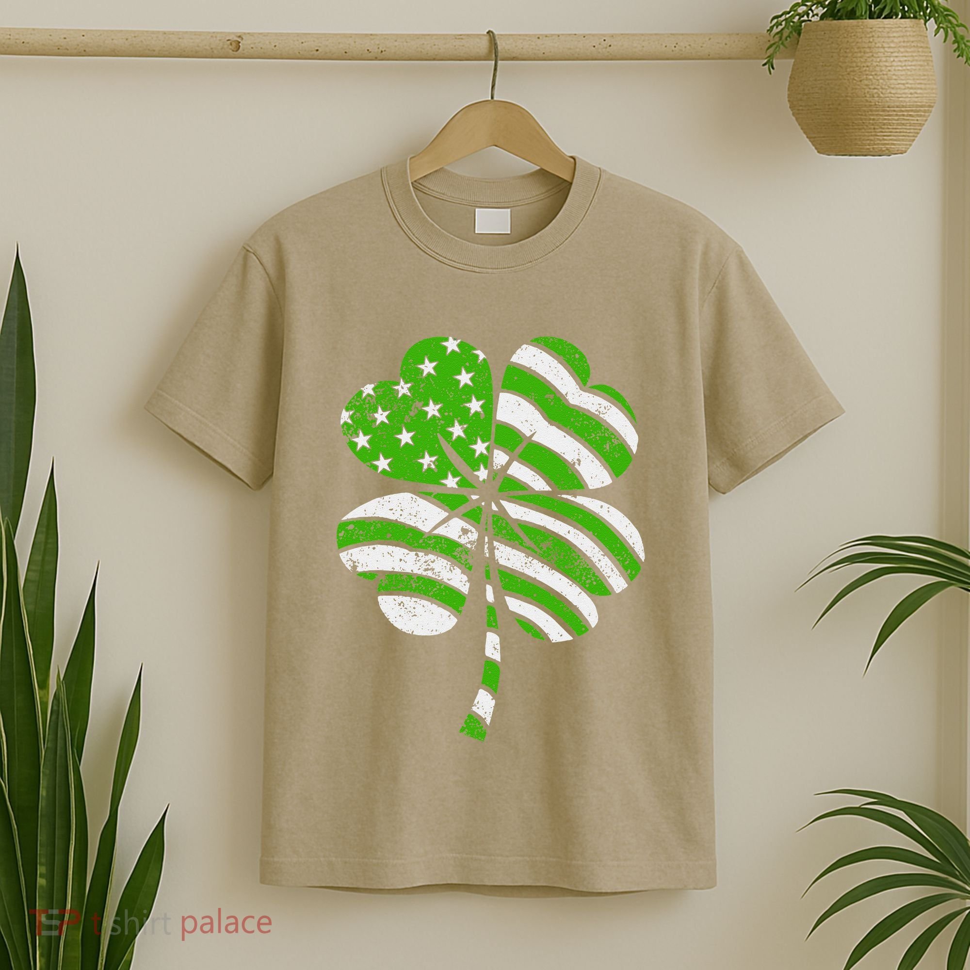 Irish American Flag Vintage Shamrock St Patricks Day T-Shirt