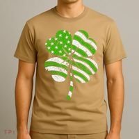 Irish American Flag Vintage Shamrock St Patricks Day T-Shirt thumb 3