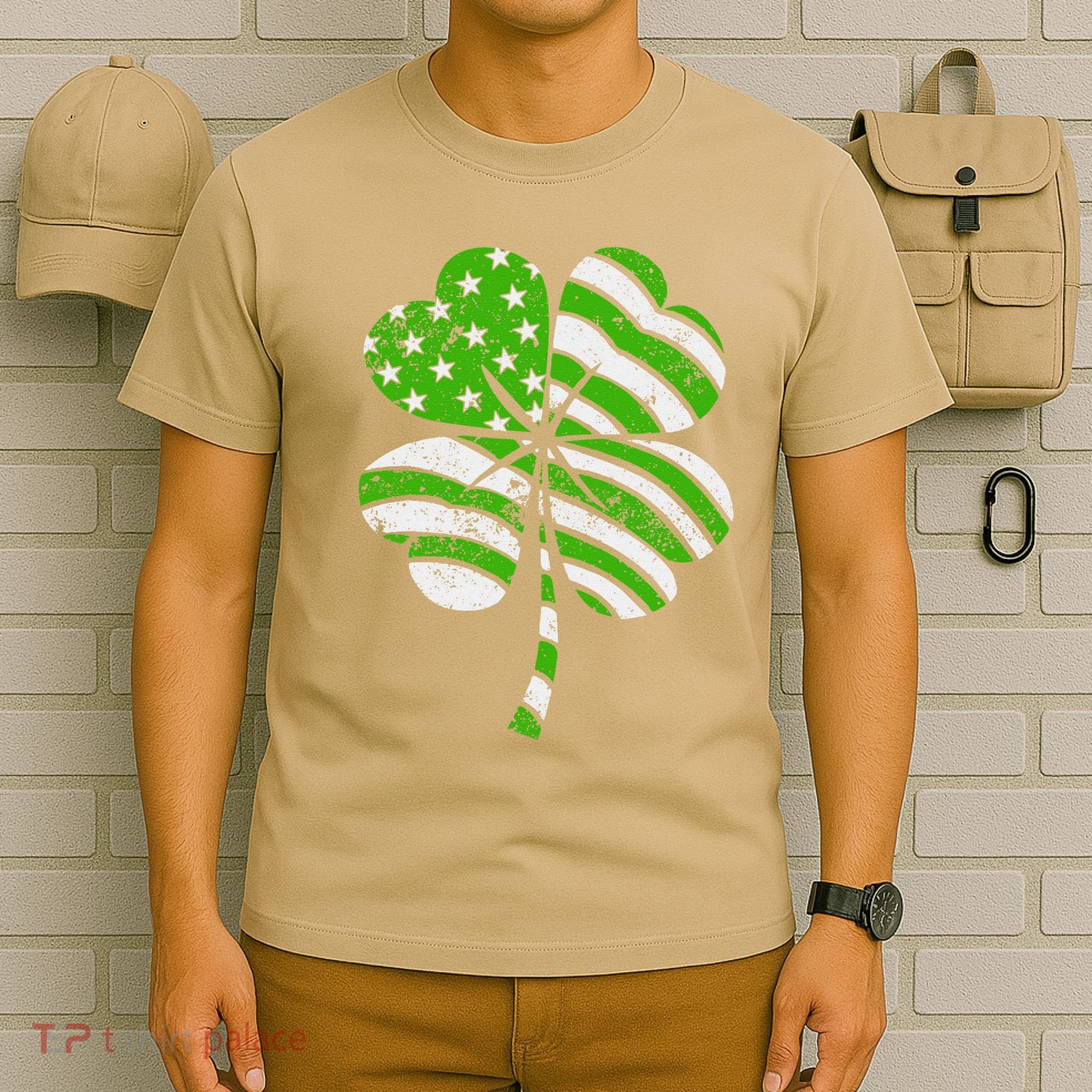 Irish American Flag Vintage Shamrock St Patricks Day T-Shirt