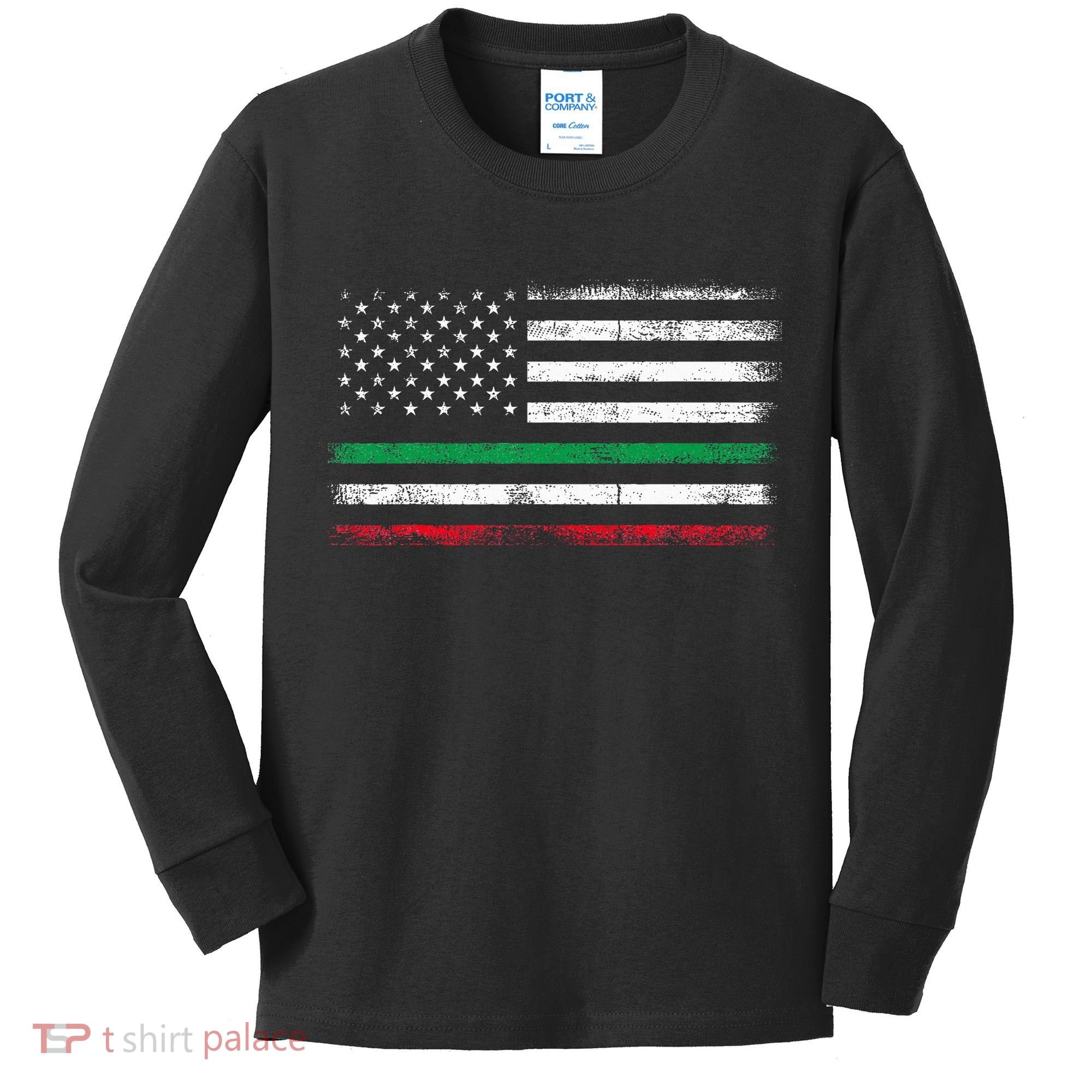 Italian American Flag Italy Flag Kids Long Sleeve Shirt