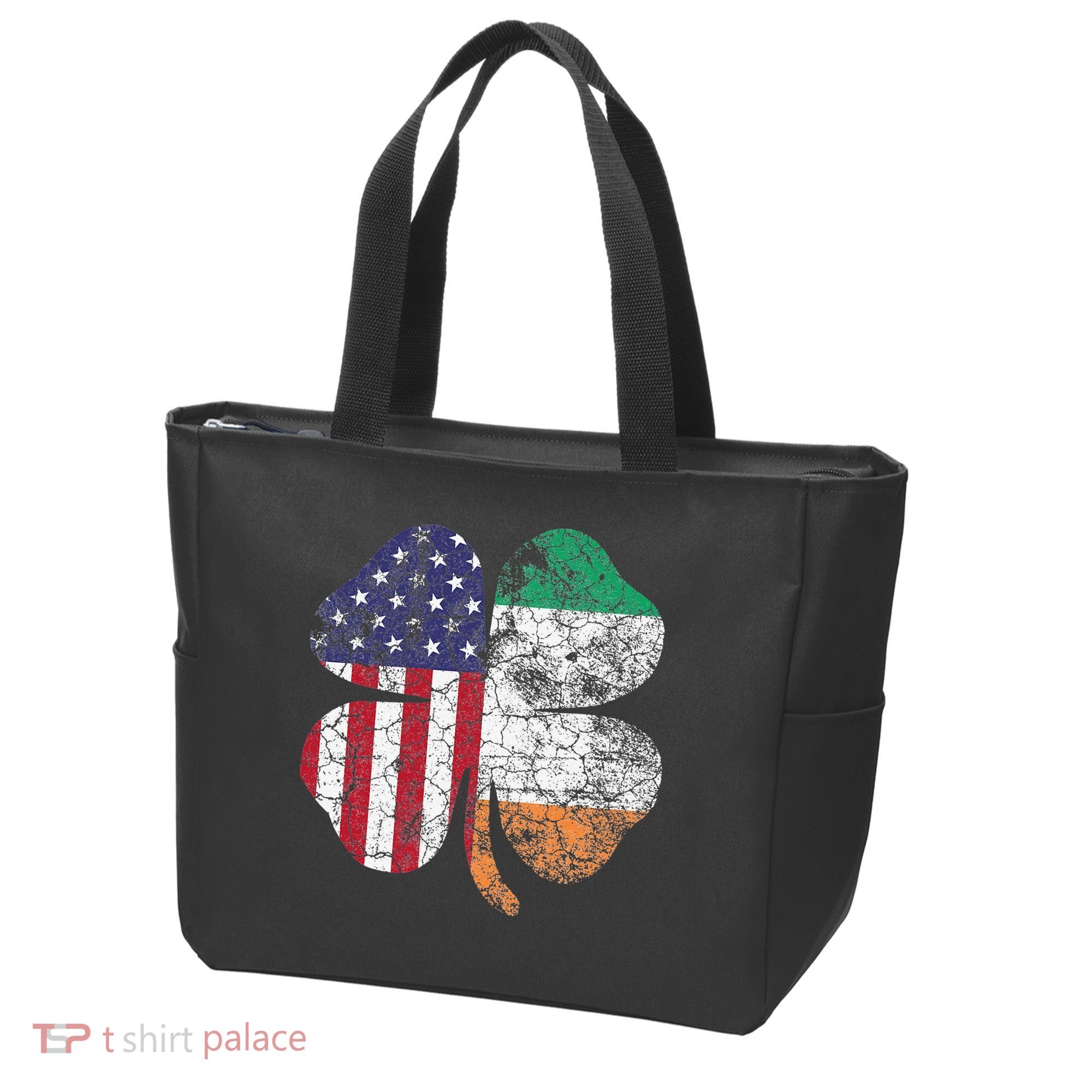 Irish American Flag Ireland Flag ST PATRICKS DAY Gift Lucky Tote Bag