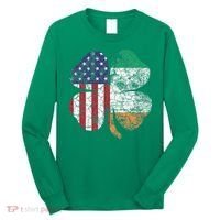 Irish American Flag Ireland Flag ST PATRICKS DAY Gift Lucky Long Sleeve Shirt thumb 0