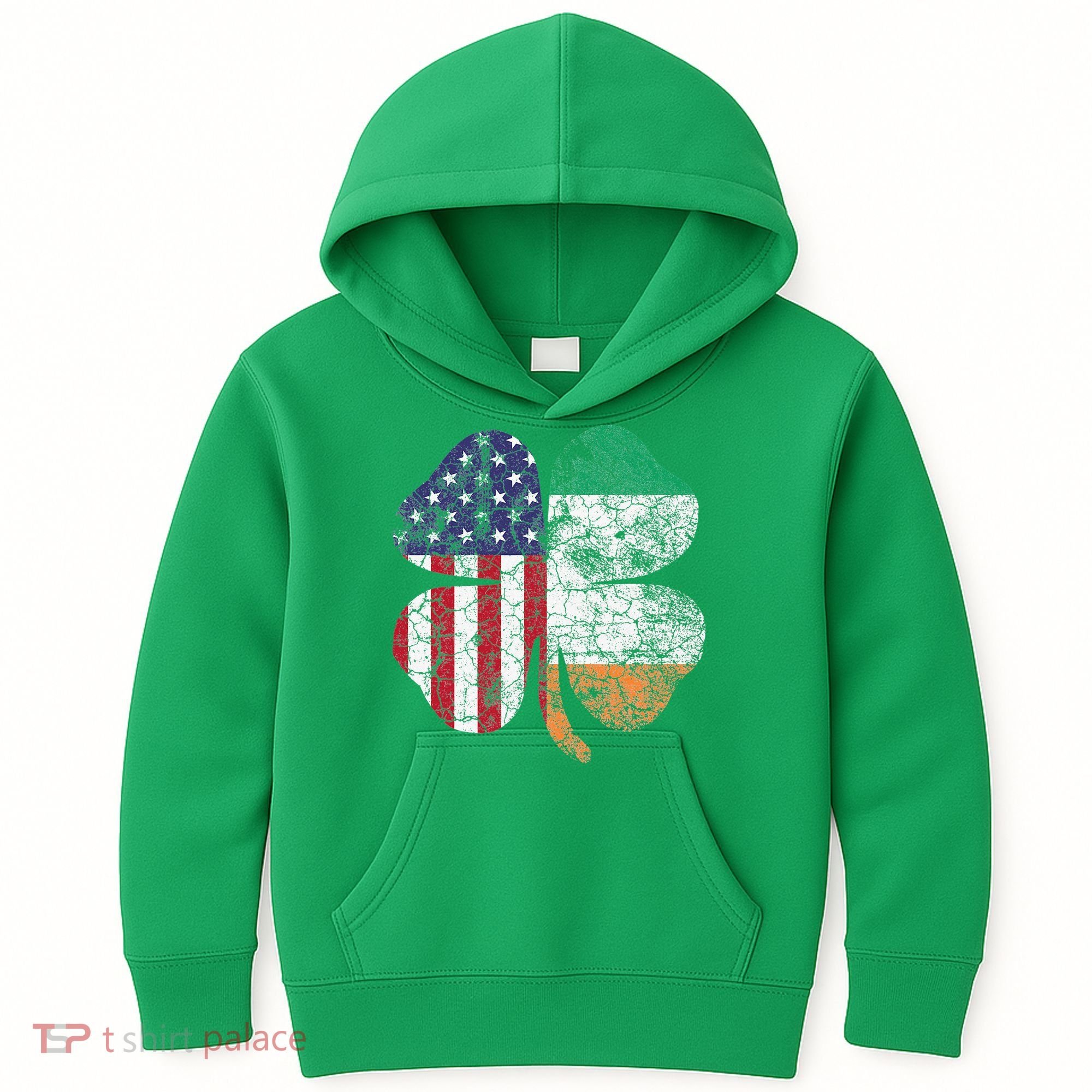 Irish American Flag Ireland Flag ST PATRICKS DAY Gift Lucky Kids Hoodie