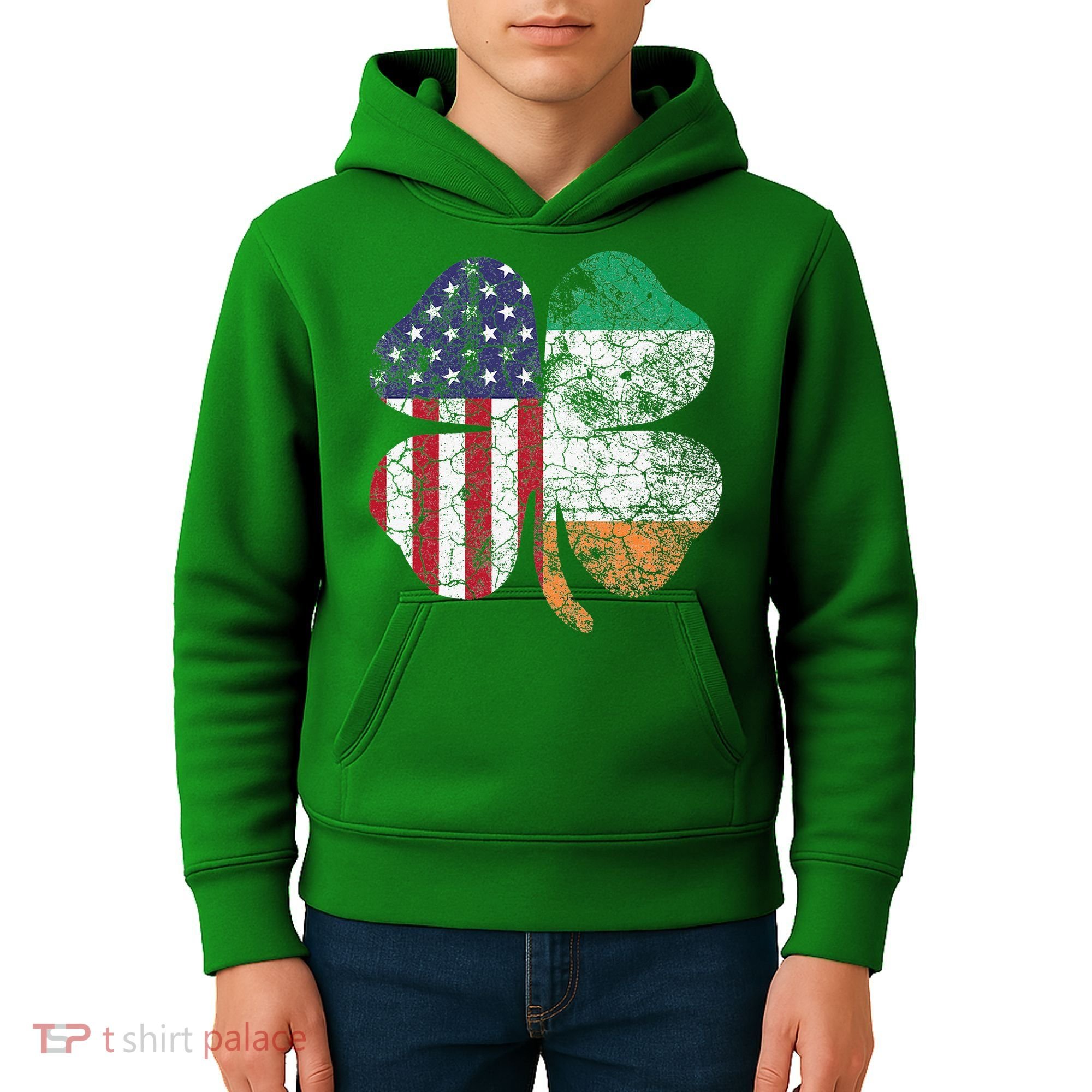 Irish American Flag Ireland Flag ST PATRICKS DAY Gift Lucky Kids Hoodie