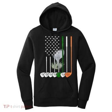 Irish American Flag Vintage Golf Flag St Patricks Day Women's Hoodie