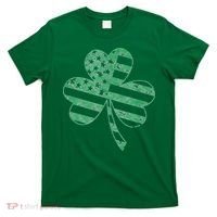 Irish American Flag Vintage Shamrock St Patricks Day T-Shirt thumb 0