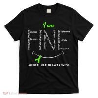 I Am Fine Mental Health Awareness Ribbon Green T-Shirt thumb 0