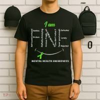 I Am Fine Mental Health Awareness Ribbon Green T-Shirt thumb 6