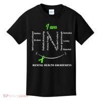 I Am Fine Mental Health Awareness Ribbon Green Kids T-Shirt thumb 0