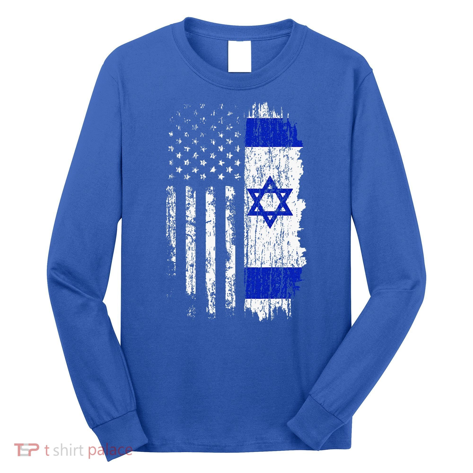Israeli American Flag Pride Israel USA Israeli Long Sleeve Shirt