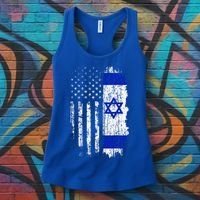 Israeli American Flag Pride Israel USA Israeli Women's Tank Top thumb 3
