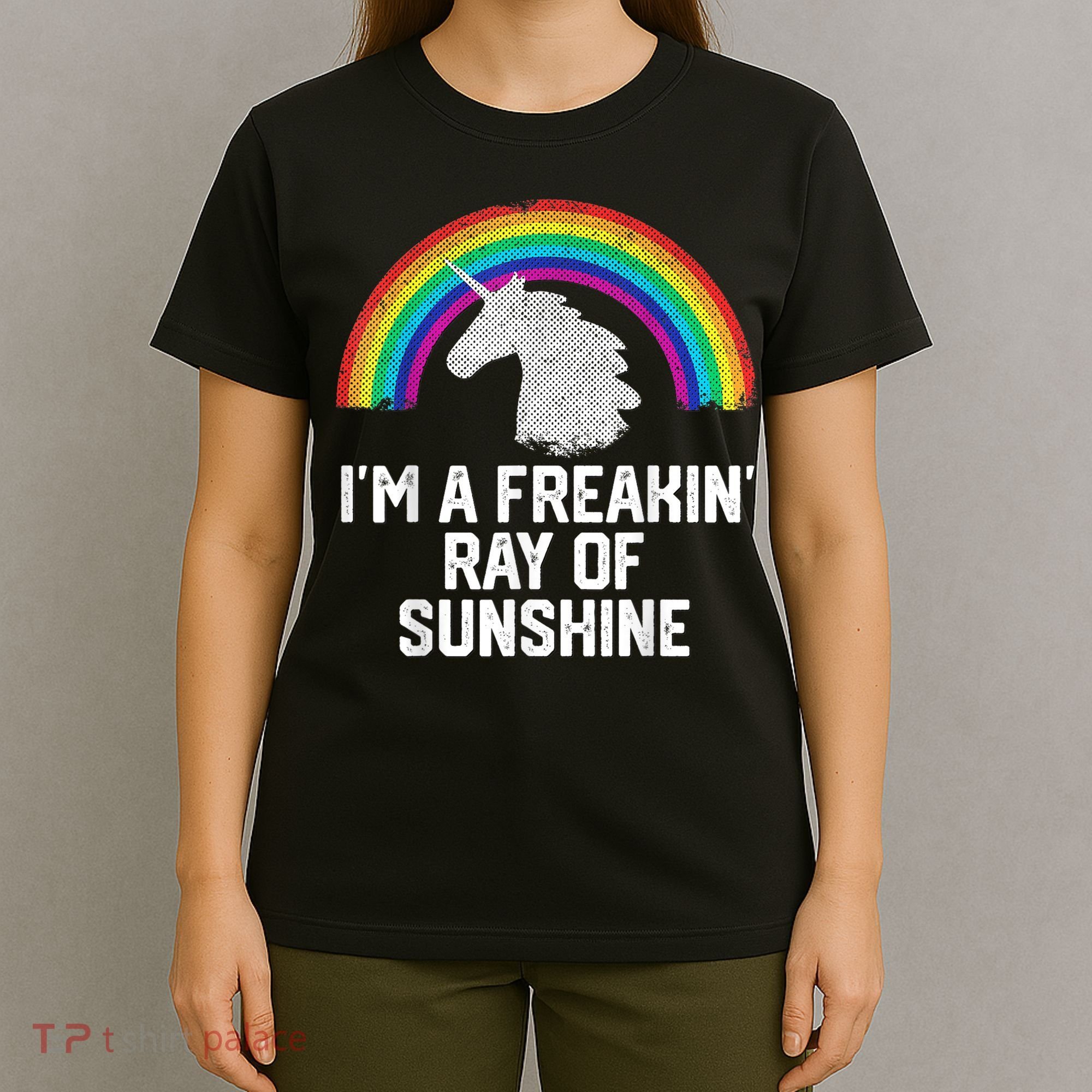 Im A Freakin Ray Of Sunshine RAINBOW UNICORN Girls T-Shirt