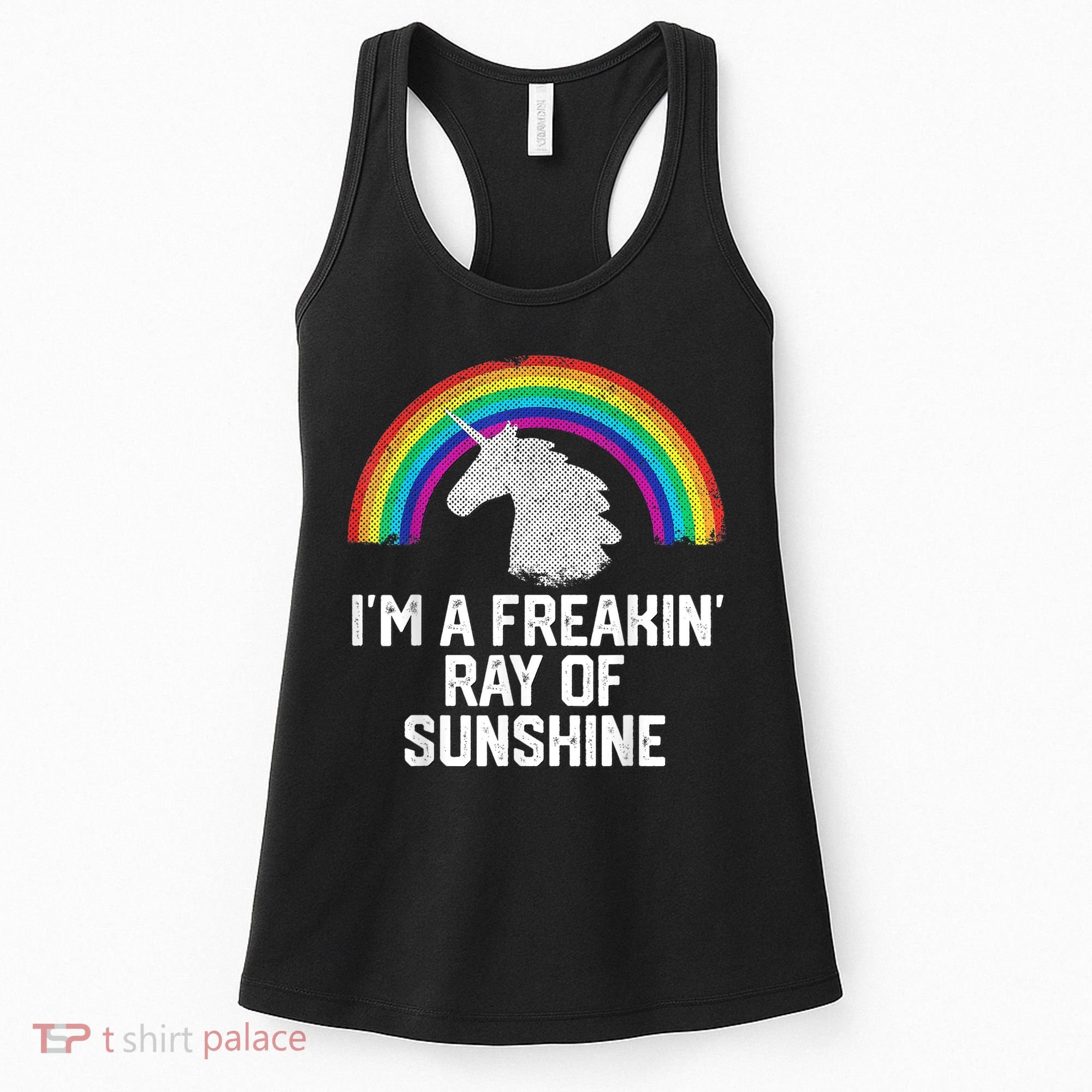Im A Freakin Ray Of Sunshine RAINBOW UNICORN Girls Women's Tank Top